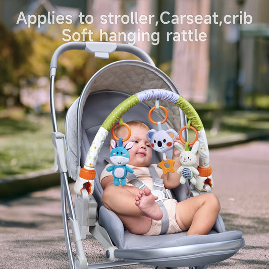 Stroller Arch Toy with Plush Rattle Toys and Teether