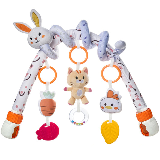 Bunny Plush Spiral Car Seat Toy Set