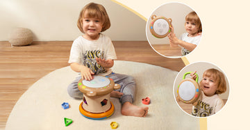 Baby playing with musical instrument toy