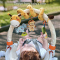 Baby stroller arch toy with giraffe, elephant, lion for on-the-go fun