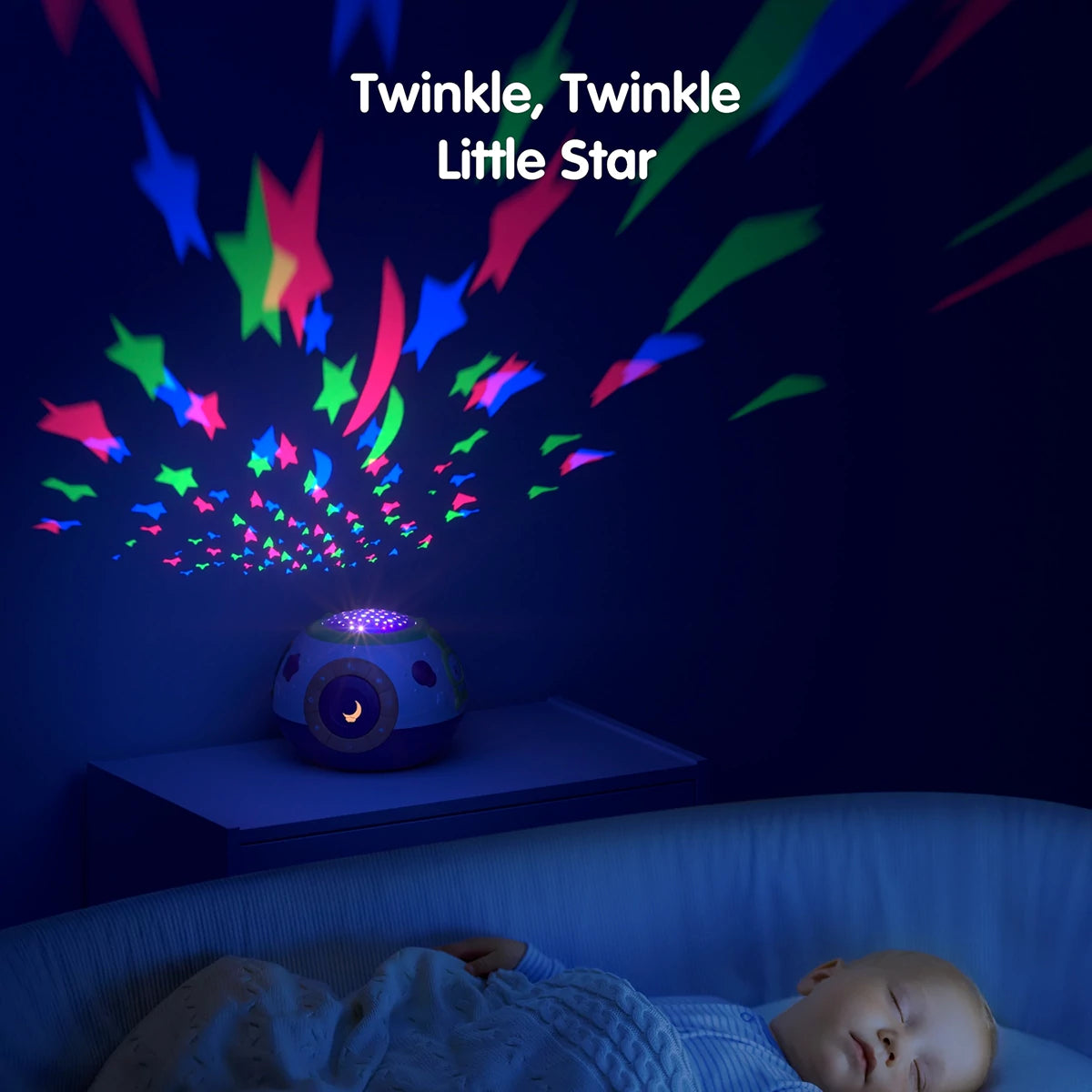 带有音乐音响机和白噪声的婴儿夜灯投影仪
