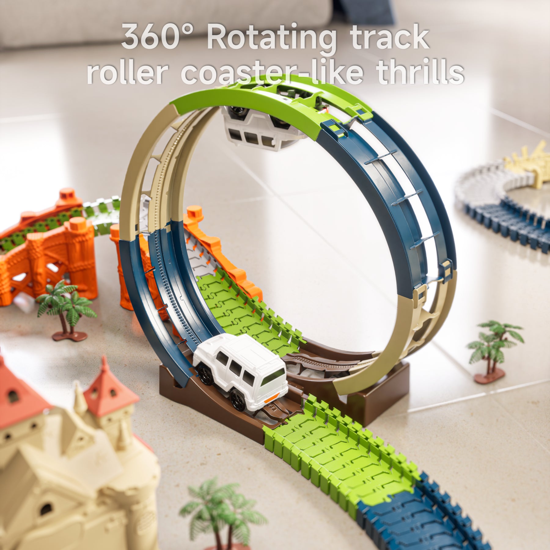 Race Track Toy Set for Kids 360° rotating track for roller-coaster-like thrills