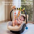 Bear Spiral Activity Toy – Sensory Development Hanging Toys is mounted on the infant car seat