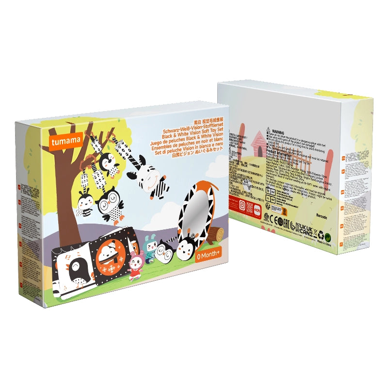 TUMAMA Black & White High Contrast Toys Hanging Rattle Set for Babies