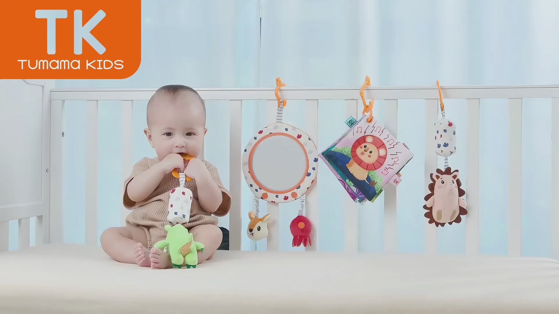 Baby toy tummy time mirror plush rattle book set