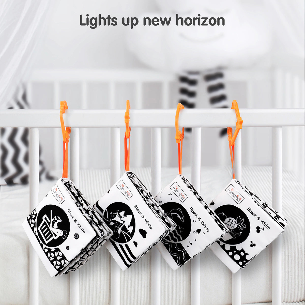Black and white crinkle book soft cloth baby lights up new horizon 